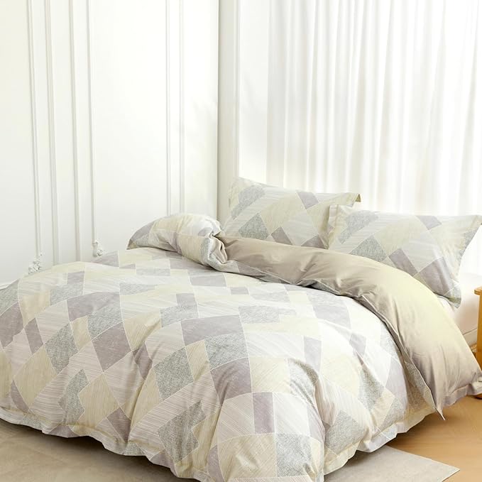 OAITE Duvet Cover Set King Size Floral Pattern Ultra Soft 100% Cotton Duvet Cover Sets 3-PC, Breathable Duvet Cover with Zipper Closure & Corner Ties(2 Pillow Shams,1 Duvet Cover)