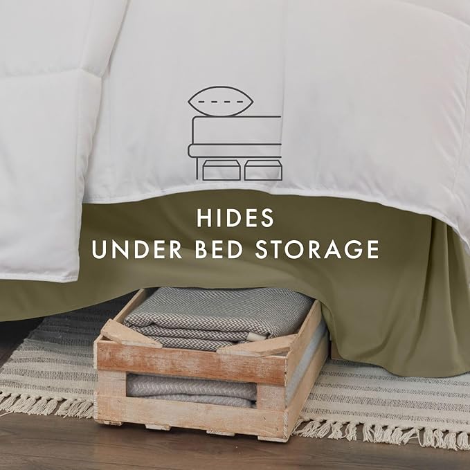 Linen Market Bed Skirt - Ultra Soft Microfiber - Easy Fit with 14 Inch Tailored Drop - Hotel Quality, Shrinkage & Fade Resistant - Bed Cover - Full Size Bed Skirts - Bedroom Décor - (Full, Sage)