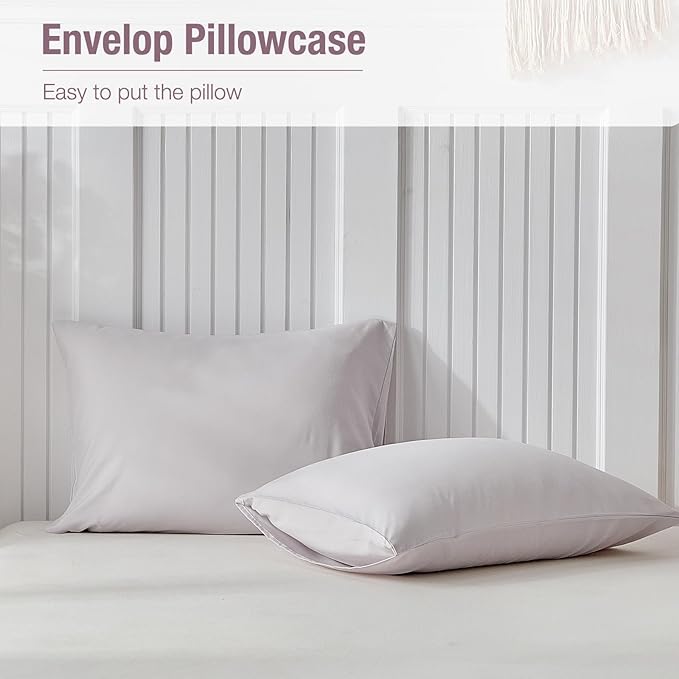 Lekesky Queen Size Duvet Cover Set, Light Linen Duvet Cover, Ultra-Soft Microfiber 3 Pieces Comforter Cover with Zipper and Corner Ties, Includes 2 Pillowcases 20"x26"