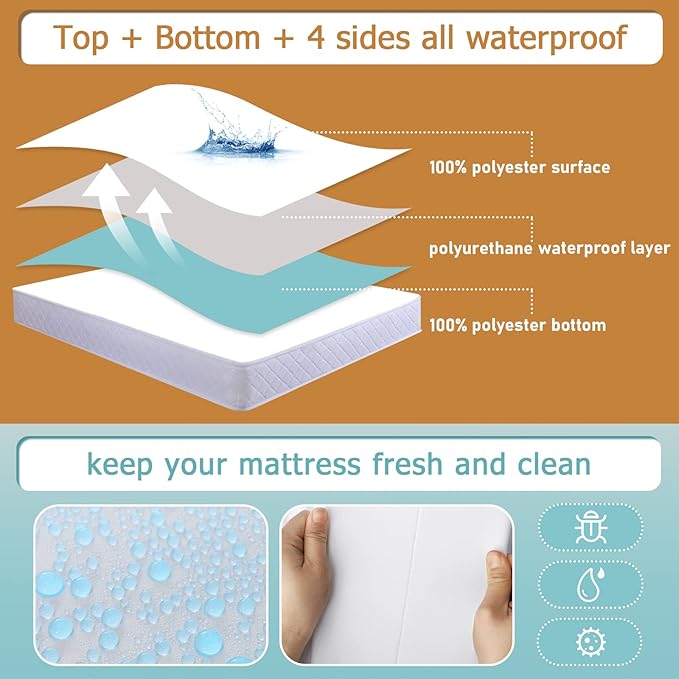 Bedecor Zippered King Mattress Protector Cover for 10"-13" Depth Mattress,Fully Encased Liquid Proof Urine Pee Protection Breathable Smooth Incontinence Pet Baby Potty Training