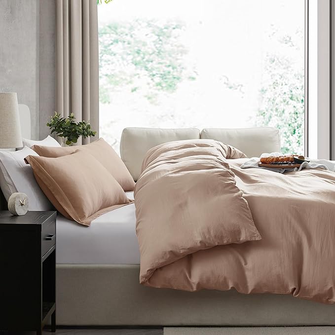 Nestl Khaki Duvet Cover King Size - Soft Prewashed King Duvet Cover Set, 3 Piece, with Zipper Closure, 1 Duvet Cover 104x90 inches and 2 Pillow Shams