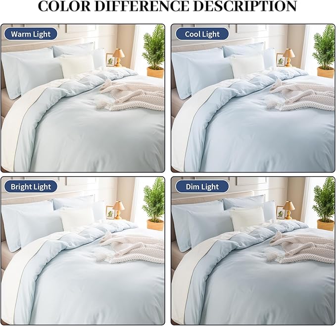 NEXHOME PRO Duvet Cover Set Twin Size Linen Look Textured Organic Natural 100% Washed Cotton Duvet Cover 2 Pieces Bedding Set with Zipper Closure, Breathable, Soft, Light Baby Blue (No Comforter)