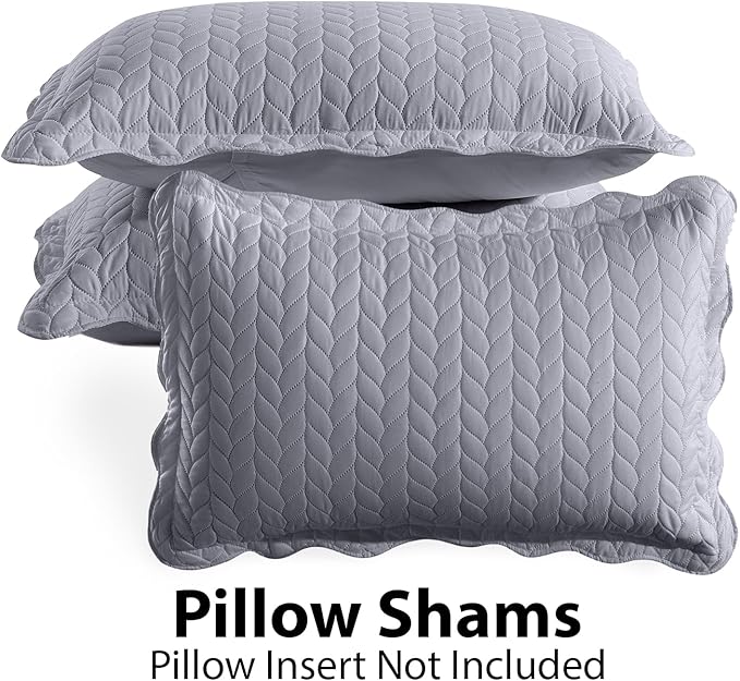 MOONLIGHT20015 8 Pack Quilt King Size Bedding (106" x 96") - Bulk Wholesale for Hotels, Guest Bedroom & Airbnbs - Lightweight Microfiber Reversible Embossed Quilts Bedspread (Silver)
