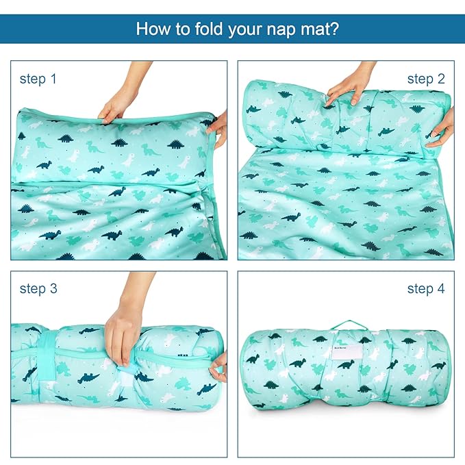 Toddler Nap Mat with Blanket 50" x 21" x 1.5", Nap Mat for Boys Girls Super Soft and Cozy, Kids Sleeping Bag for Preschool, Daycare, Toddler Sleeping Bag