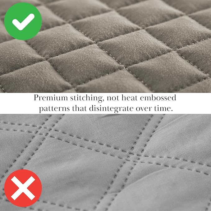 Southshore Fine Living, Inc. Quilts Full/Queen Size Quilt Bedding Set, Easy Care Stain & Pet Hair Resistant Bedding, Coverlet Queen Size/Full Size Bedspread with 2 Pillow Shams, Dark Taupe