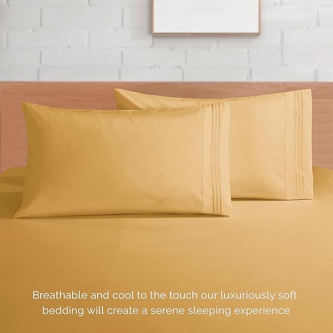 Elegant Comfort Luxurious 1500 Premium Hotel Quality Microfiber 4-Piece Sheet Set, 18-24 Inches Deep - Extra Deep Pocket Sheets - Ultra Soft 4PC Deep Pocket Sheets, Twin/Twin XL, Camel-Gold