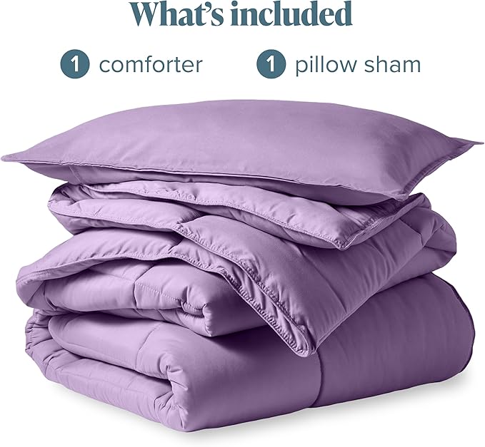 Bare Home Comforter Set - Extra Long Size - Ultra-Soft - Goose Down Alternative - Premium 1800 Series - All Season Warmth (Twin/Twin XL, Lavender)