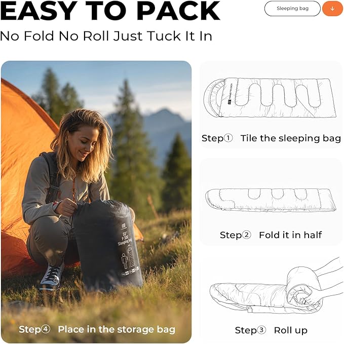 Sleeping Bags for Adults Warm Weather,Backpacking Compact Lightweight Camping Sleeping Bag with Compression Sack for Kids,Camping Essentials Gear for Hiking,Travel,Climb,Outdoor, Indoor