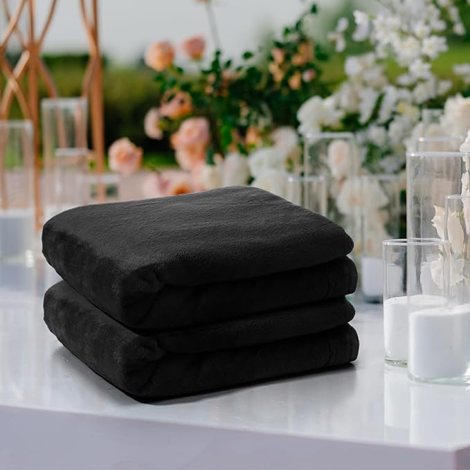 Tinideya 6 Pcs Flannel Fleece Throw Blanket Bulk 50 x 60 Inch Soft Fleece Blanket Warm Throw Blanket Coral Blankets for Couch Sofa Home Wedding Gifts Season (Black)