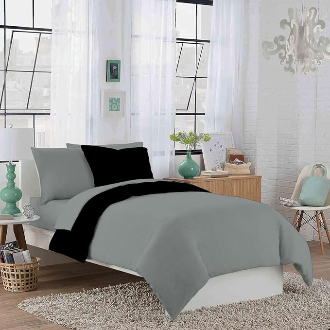 Full XL 100% Microfiber Double Brushed Sheet Set - Extra-Soft, Breathable & Wrinkle-Free - 15" Deep Pockets, 54" x 80" - Ideal for Extra Long Full Beds - 4PC Set (Full XL, Light Grey)