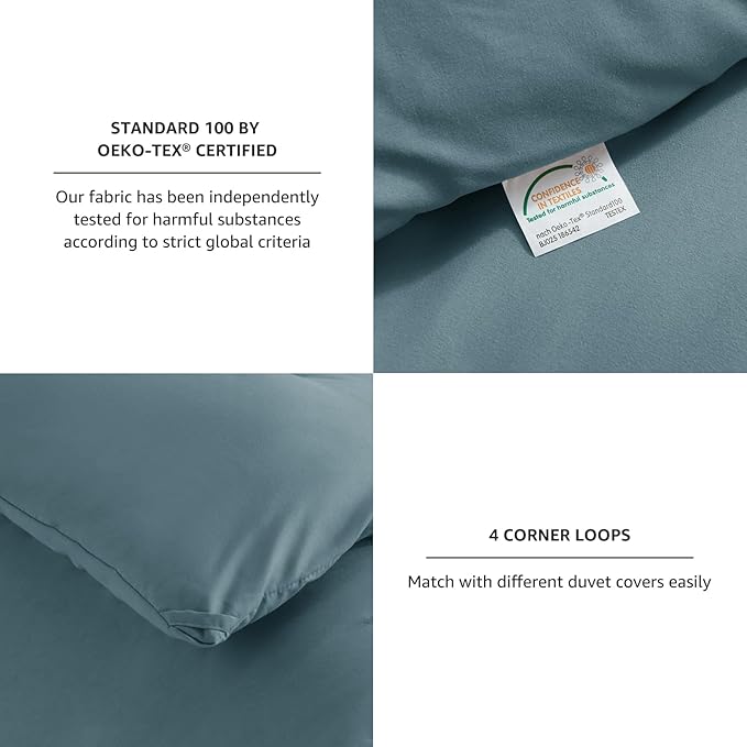 CozyLux King Size Comforter Set Mineral Blue, 3 Pieces Solid Comforters King Size Breathable Quilted Bedding Set, Luxury Soft Bed Sets with Down Alternative Comforter (1 Comforter & 2 Pillowcases)