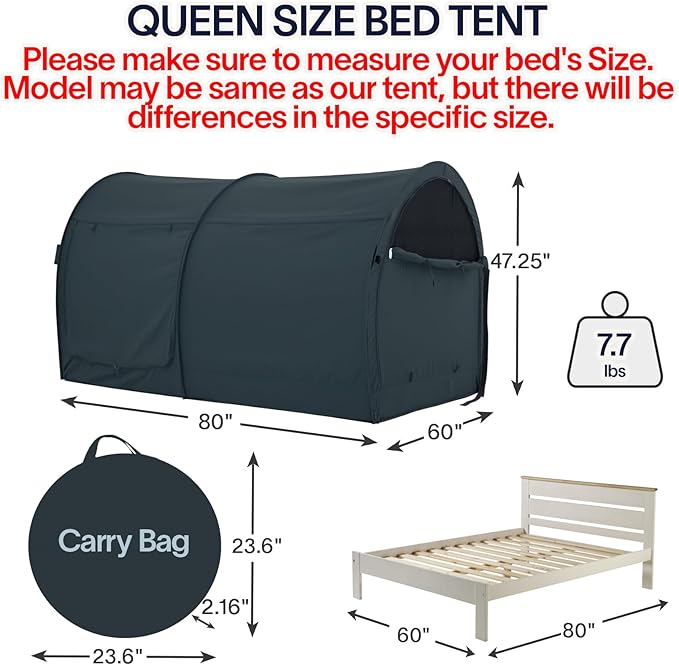 LEEDOR® Bed Tent Dream Tents Bed Canopy Shelter Cabin Indoor Privacy Warm Breathable Pop Up Twin/Full/Queen for Kids and Adult Patent Pending(Mattress Not Included)