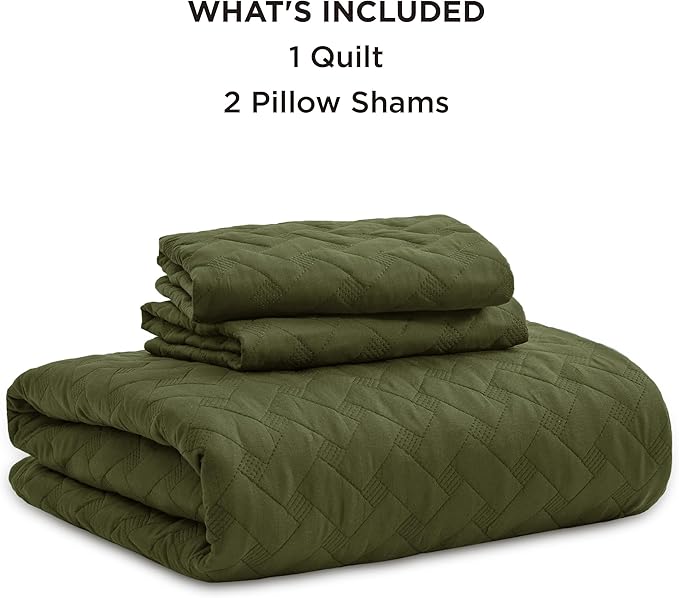 Bedsure Quilts King Size - Lightweight Bedspreads King Size with Basket Weave Pattern, Soft Quilt Bedding, Olive Green Comforter Coverlet for All Seasons (106" x 96")