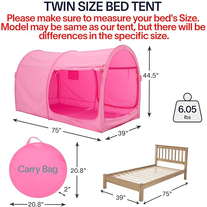 LEEDOR® Bed Tent Dream Tents Bed Canopy Shelter Cabin Indoor Privacy Warm Breathable Pop Up Twin/Full/Queen for Kids and Adult Patent Pending(Mattress Not Included)