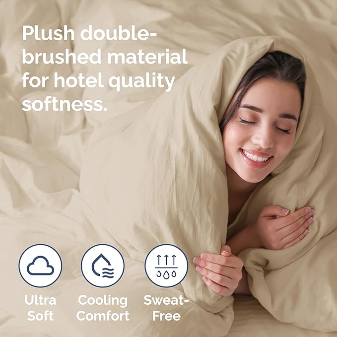 Duvet Cover Twin/Twin XL Size - Extra Soft Twin/Twin XL Size Duvet Cover - Lightweight & Breathable & Fade Free with Zipper Closures and Ties - 68" x 90" Inches - (Cream) Comforter Not Included