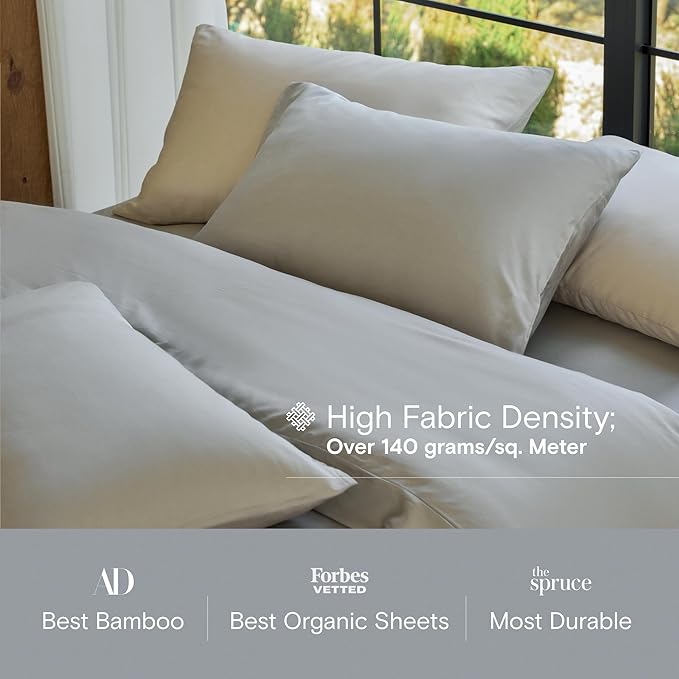 DOZ Duvet Cover Set, 100% Viscose derived from Bamboo, Organically Grown, Buttery Soft, Cooling Duvet Covers, High GSM, 1 Duvet Cover and 2 Pillowcases, 106"x90" (Dove, King/Cal King)
