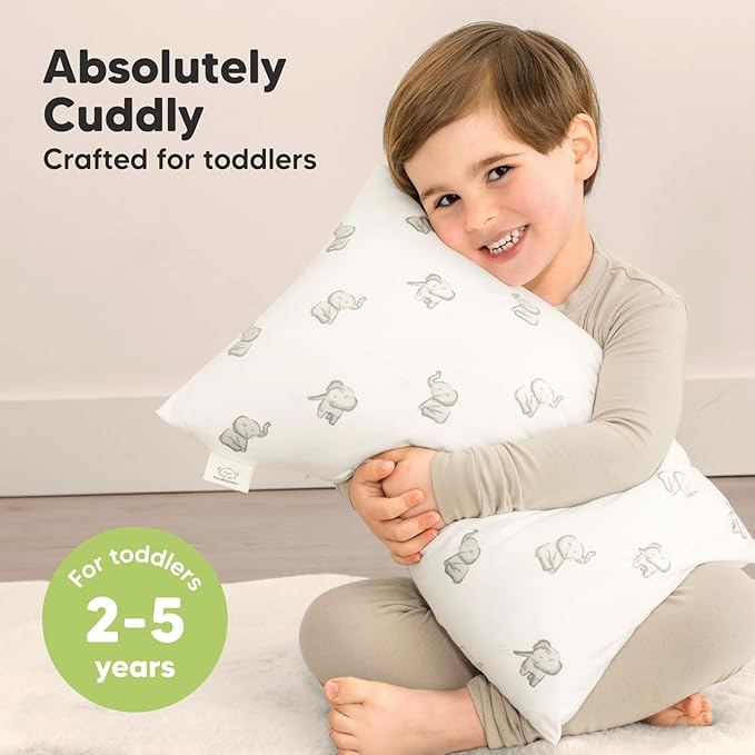 KeaBabies Toddler Pillow with Pillowcase - 13x18 My Little Cuddly Kids Travel Pillows for Sleeping, Nap, Viscose from Bamboo Nursery Pillowcase, Soft & Breathable, Toddler 2-5 Years Old (Elly)