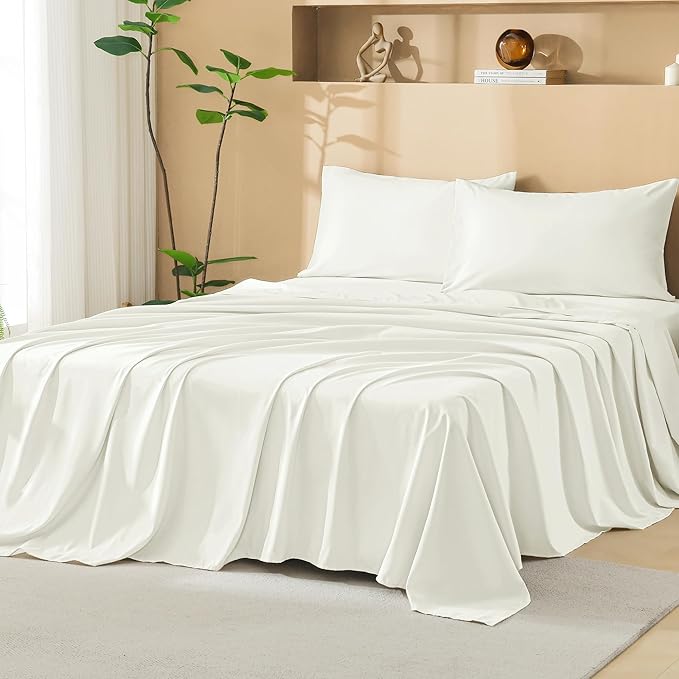 Litanika Ivory King Size Comforter Set with Sheets - 7 Pieces Bed in a Bag King Boho Tufted Complete Bedding Sets with Comforter, Sheets, Pillowcases & Shams