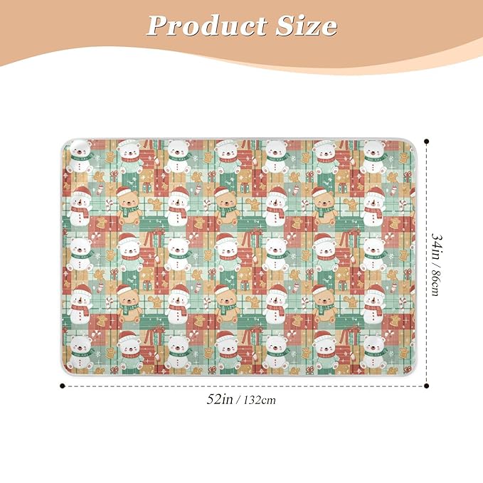 Waterproof Bed Pad Reusable Changing Pad Toddler Mattress Protector Large Pee Pad Baby Diaper Pad Soft Washable Liner Red Green Santa Grid Christmas