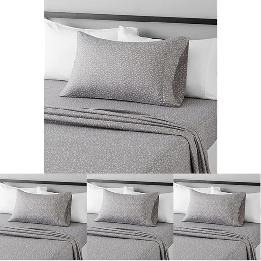Amazon Basics Lightweight Breathable Brushed Microfiber Wrinkle Resistant 3-Piece Bed Sheet Set with 14-Inch Deep Pockets,Twin,Gray Arrows,Printed,(Pack of 4)