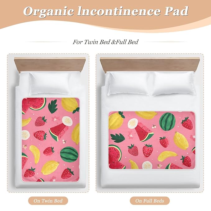 Waterproof Bed Pad Reusable Changing Pad Toddler Mattress Protector Large Pee Pad Baby Diaper Pad Soft Washable Liner Pink Watermelonstrawberry and Banana