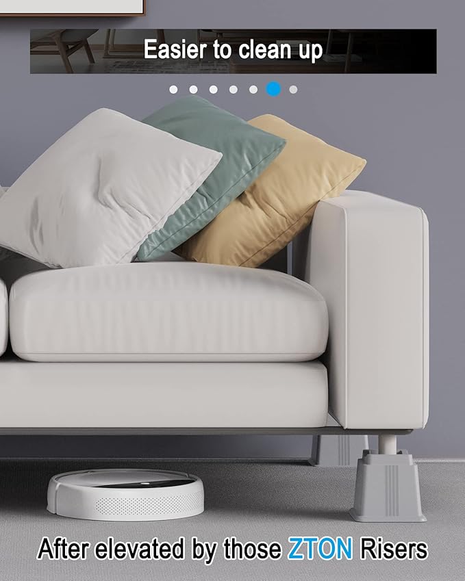 ZTON Adjustable Bed Furniture Risers Elevation in Heights 3", 5" or 8" Heavy Duty Risers for Both Posts and Wheels of Furniture Sofa Bed Couch Chair Table,Support up to 3000 lbs. (12 Pack, Grey)