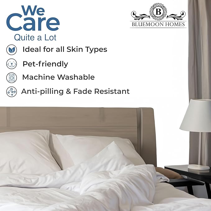 Bluemoon Homes Oversized King White Duvet Cover 1000 Thread Count 100% Egyptian Cotton for Comforter Solid Pattern Quality Breathable Long Lasting Satee Weave Quilt Duvet Cover - 1 Piece Set