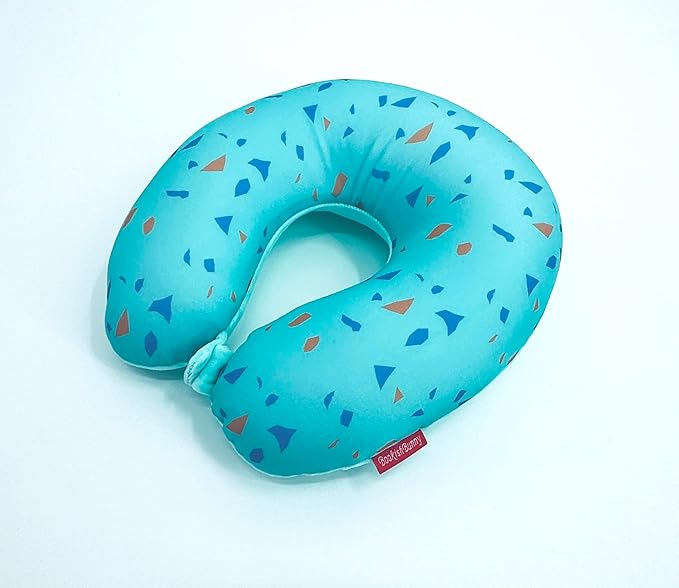 Bookishbunny U Shaped Micro Beads Microbead Neck Head Support Travel Pillow, 12"x12"x4" (ConfettiLightBlue)