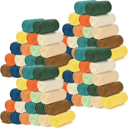 Kinlop 40 Packs Fleece Blanket Bulk 60 x 50 Inch Soft Lightweight Fleece Cozy Blanket Warm Throw Plush Pet Throw for Bed Couch Sofa Home Office Wedding Gifts Travel Camping(Multicolored,80 Packs)