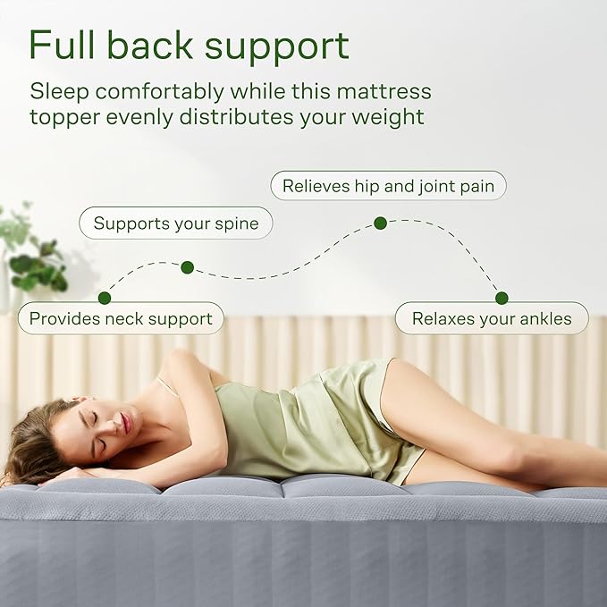 Ultra Soft King Size Mattress Topper - Viscose Made from Bamboo Pillow Top Mattress Pad for Back Pain Relief - Naturally Cooling for Hot Sleepers, Gray