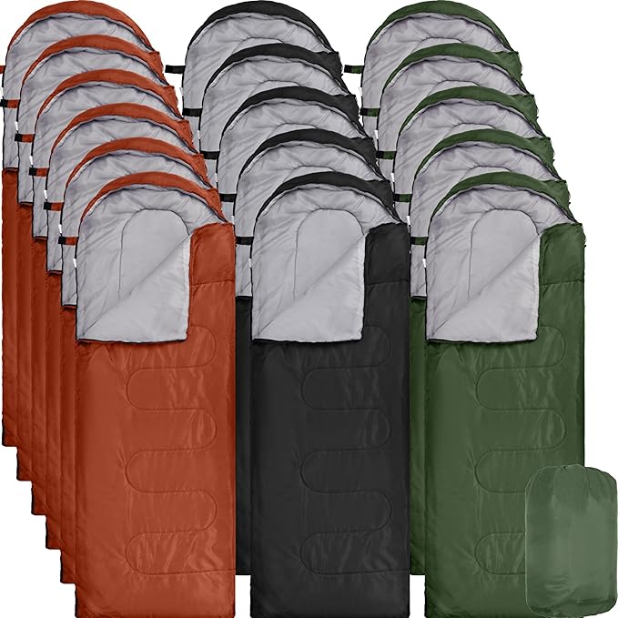 Tudomro 16 Pack Winter Camping Sleeping Bags Bulk for Homeless Adults Cold Weather Lightweight Waterproof Compact Backpacking Sleeping Bag Gifts for Travel Hiking Christmas