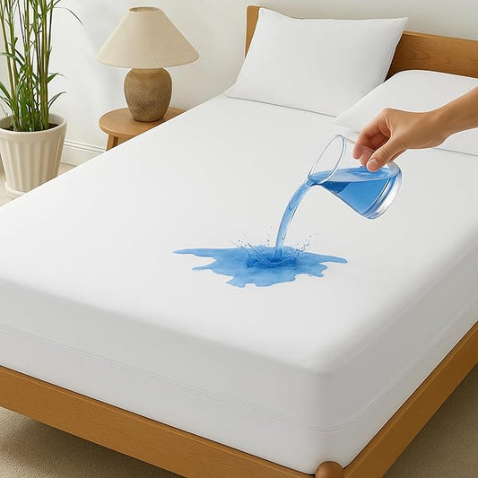 Zippered Mattress Encasement, California King Size Waterproof Mattress Protector, Breathable & Noiseless Absorbent 6-Sided Mattress Cover