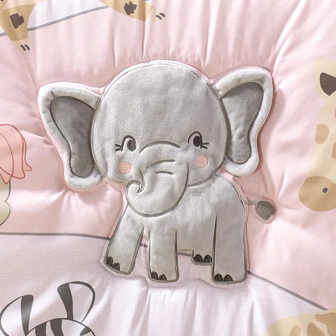 The Peanutshell 3 Piece Baby Crib Bedding Set for Girls - Newborn, Infant & Toddler Nursery Bed Set Decor with Fitted Crib Sheet, Dust Ruffle, Crib Comforter - Wildest Dreams