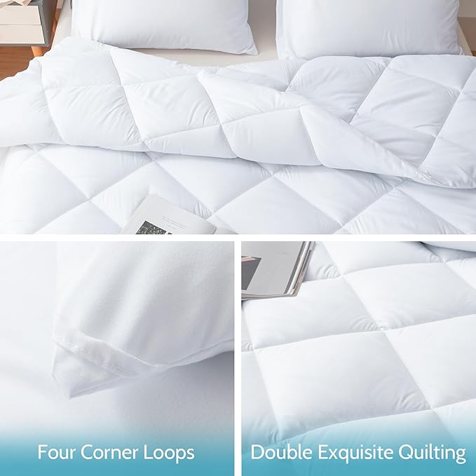 Decroom Lightweight Twin Comforter Set with 1 Pillow Sham - 2 Pieces Set - Quilted Down Alternative Comforter/Duvet Insert for All Season - White - Twin/Twin XL Size