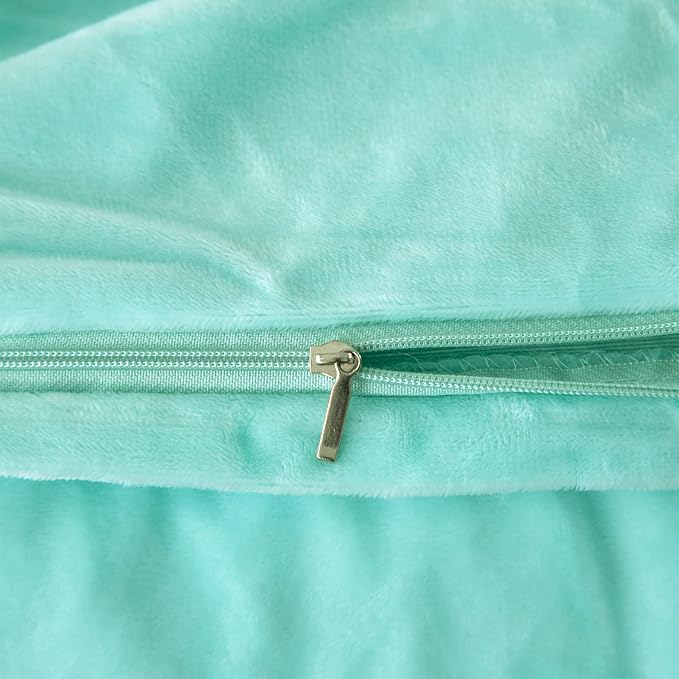 EMME Faux Fur Duvet Cover Queen Size, 3 Pieces Ultra Soft Fluffy Comforter Cover, Cozy Warm for Winter, Luxury Elegant Shaggy Bedding, 1 Duvet Cover & 2 Pillow Shams (Queen, Aqua)