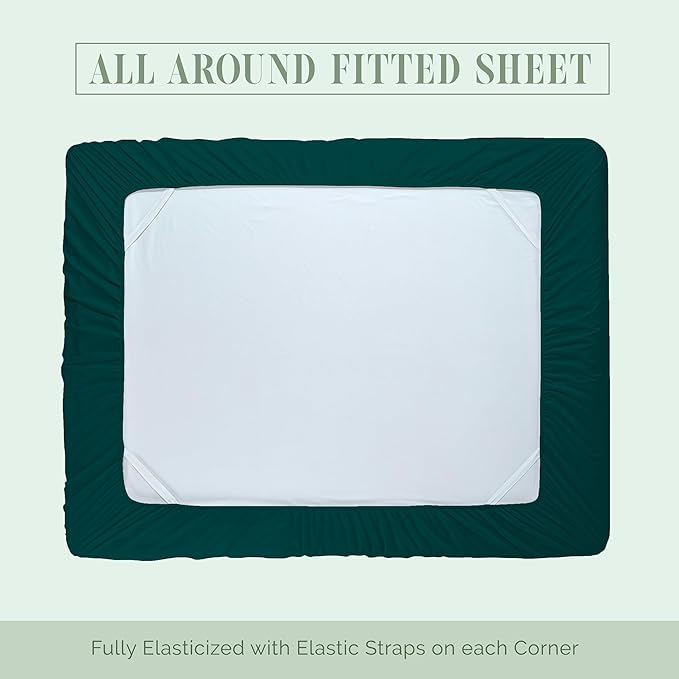 Elegant Comfort Luxurious 1500 Premium Hotel Quality Microfiber 4-Piece Sheet Set, 18-24 Inches Deep - Extra Deep Pocket Sheets - Ultra Soft 4PC Deep Pocket Sheets, Queen, Marine Teal