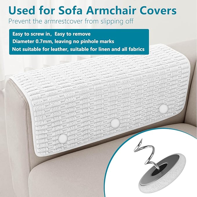 Flax Covered Button Twist Pins - for Bed Skirts Pins,Sofa,Upholstery,Armchair Caddies, Armrest Covers, Slipcovers (24, White)