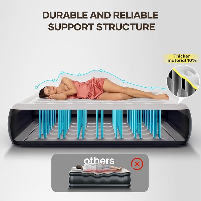 InnoTruth Queen Camping Air Mattress with Built-in Pump, Inflatable Blow up Mattress for Home & Guests, Family Choice Award Winner, 13" Raised Colchones Inflables Air Bed, Ideal for Travel & Outdoor
