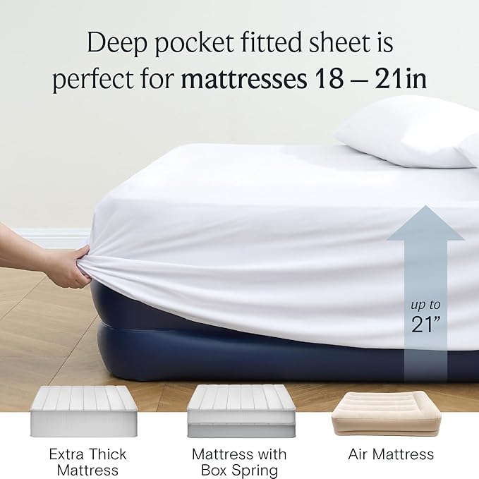 LuxClub 3 PC Sheet Bed Sheets Deep Pockets 18" Wrinkle Free Kids Fitted Sheets Machine Washable Hotel Bedding Silky Soft - White Twin