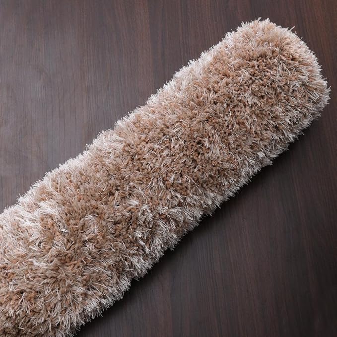 Rugsotic Carpets Hand Tufted SHAG Polyester ECO-Friendly Area Rugs - 5'x8', Rectangle, Beige, Solid Plain Design, High Pile Thick Handmade Anti Skid Area Rugs for Living Room, Bed Room K00111