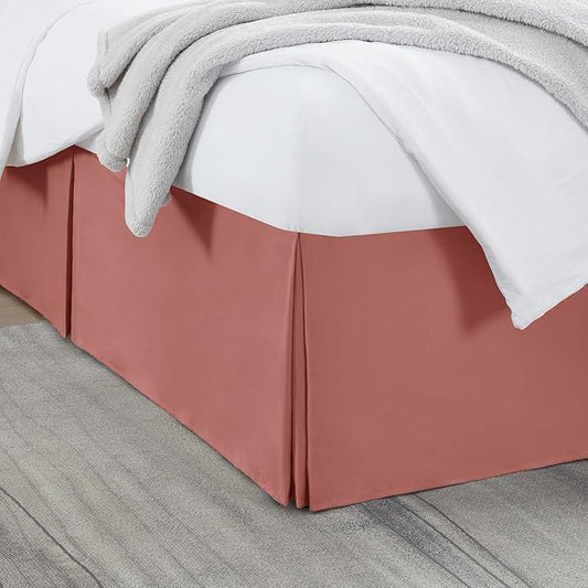 Nestl Pink Clay Full XL Bed Skirt - Full XL Size Bed Skirt 14 Inch Drop - Brushed Microfiber Bed Skirts - Hotel Quality Pleated Bed Skirt - Shrinkage & Fade Resistant