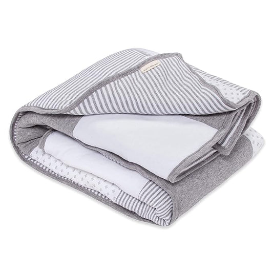 Burt's Bees Baby Reversible Blanket, Nursery, Stroller & Tummy-Time Organic Jersey Cotton Quilted Infant & Toddler Bedding