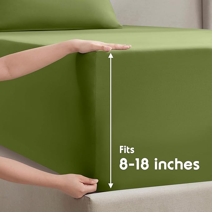 Nestl Twin Sheet Set - 1800 Ultra-Soft Microfiber Twin Bed Sheets - Double Brushed - Deep Pockets - Easy Fit - Extra Soft - 3 Piece Set - Bedding Sheets & Pillowcases (Twin, Calla Green)