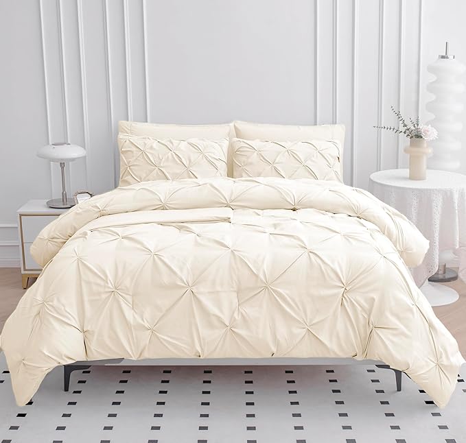 LANE LINEN Full Size Comforter – 7 Piece Bed in a Bag - All-Season Bedding for Full Beds - Complete Set with Down-Alternative Comforter, Sheets, Pillowcases & Shams – Cozy & Ultra-Soft Bed Set - Ivory | Plush alt comfort, Cozy sleep feel, Light all sea...