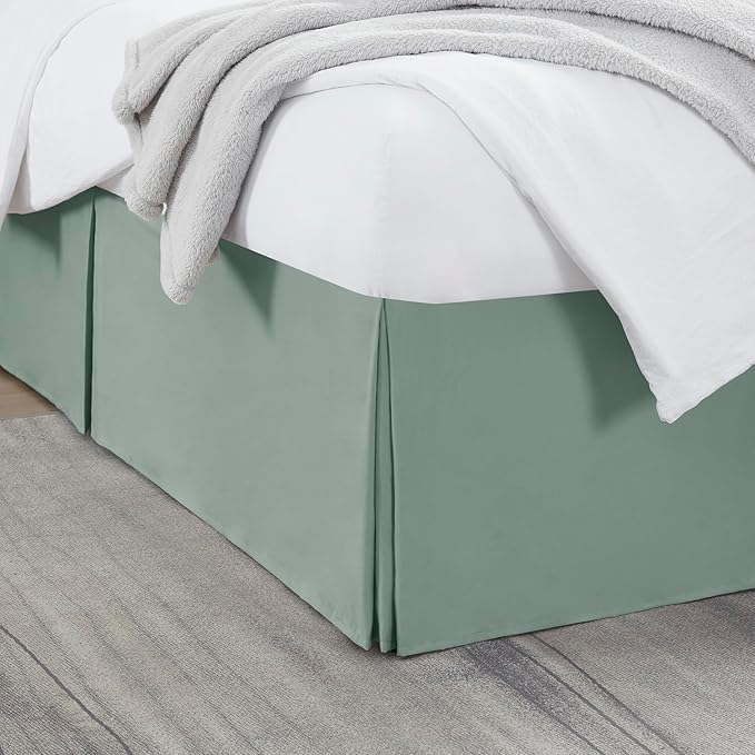 Nestl Sage Green Twin XL Bed Skirt - Twin XL Size Bed Skirt 14 Inch Drop - Brushed Microfiber Bed Skirts - Hotel Quality Pleated Bed Skirt - Shrinkage & Fade Resistant