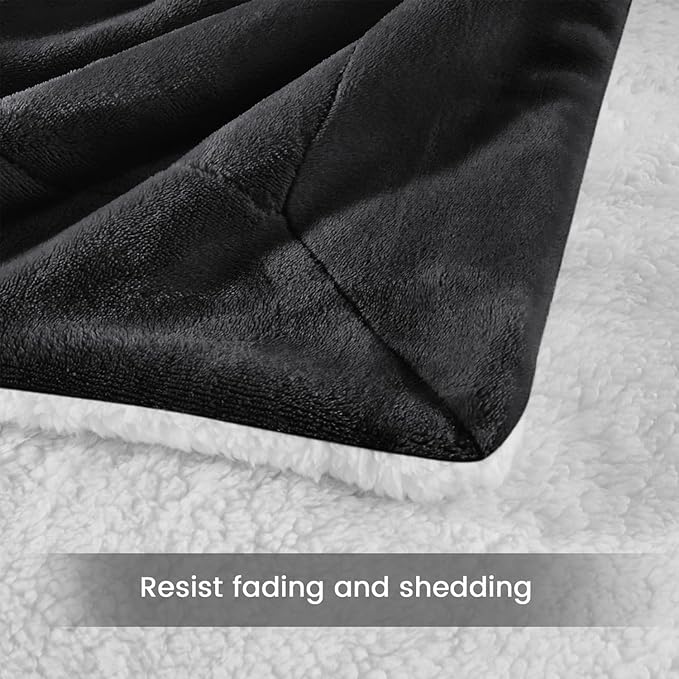 MOONLIGHT20015 Black Sherpa Blankets Queen Size for Bed - Wholesale Bulk Pack of 9 Sherpa Blankets - Soft Fluffy Throw Blanket for Hotels, Guest Bedroom, 90x90 Inches