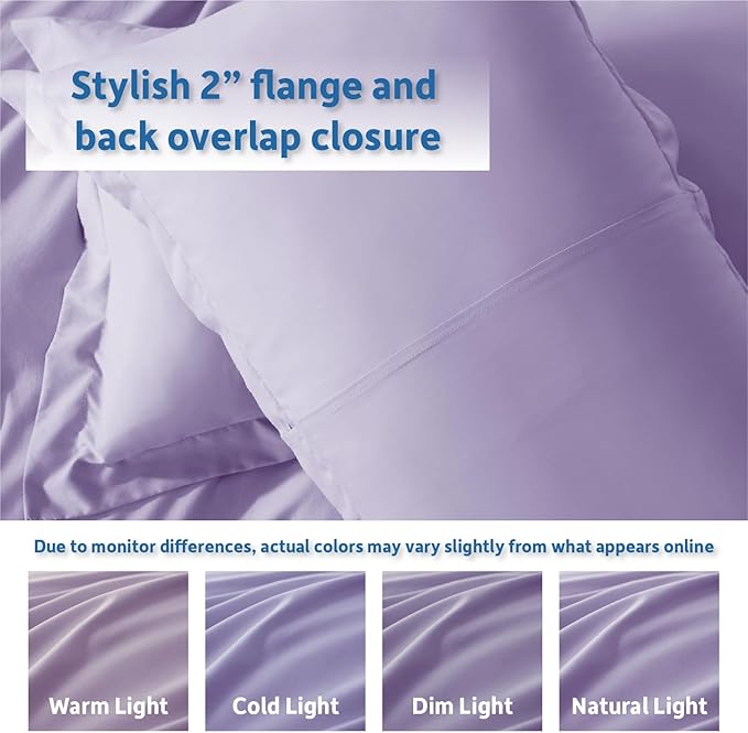 Nestl California King Duvet Cover Set with Comforter Insert - Lavender 4 Piece 104x98 Duvet Cover & 2 Pillow Shams with White Quilted Down Alternative Comforter, Ultra Soft, All Season