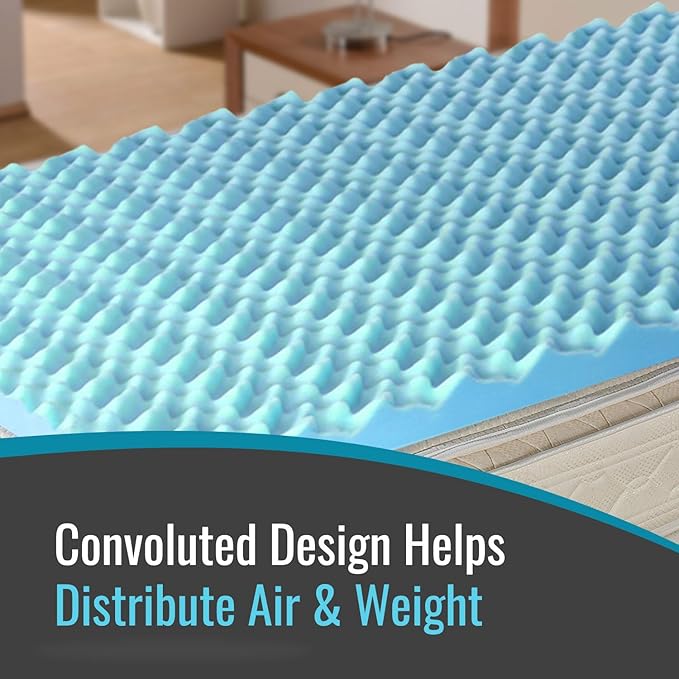 DMI Twin XL Mattress Topper Egg Crate Foam Mattress Topper for Pressure Relief, Weight Distribution & Enhanced Airflow Dorm Bed Mattress Topper 2 Inch - Improved Comfort & Alignment- Blue