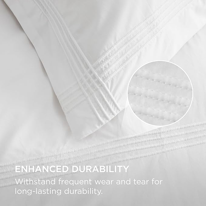 Bedsure Luxury Hotel Duvet Cover King Size, 100% White Cotton Rope Weave Bedding Set, Includes 1 Duvet Cover 104x90 Inches with Hidden Zipper & 2 Pillow Shams, Comforter Sold Separately