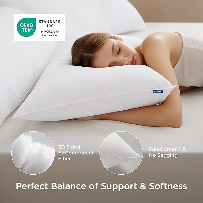 Bedsure Pillows Queen Size Set of 2 - Soft Bed Pillows for Sleeping 2 Pack, Fluffy and Supportive, Hotel Quality, Original Down Alternative Filling for Side, Back Sleepers